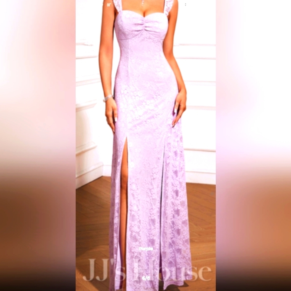 JJs House Lavender Lace Evening Dress